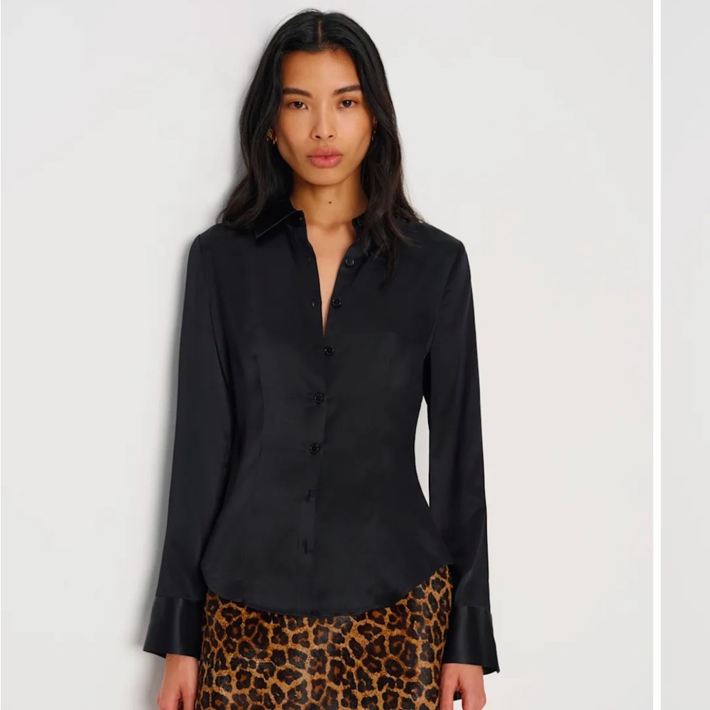Reformation Raya Fitted Silk Button Down